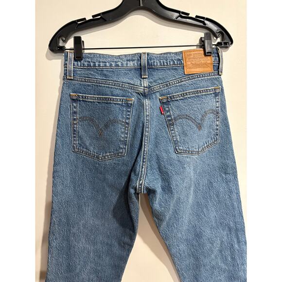 Levi's Wedgie High Waisted Button Fly Denim Straight Jeans Blue Women's Size 27 - Picture 5 of 5